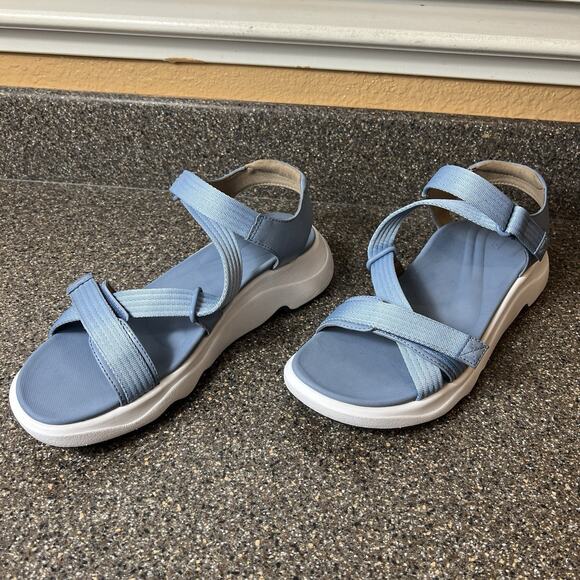 Aetrex Blue Synthetic Sandals Women's 10 Strappy Sling Back Open Toe Ankle Strap - Picture 3 of 11